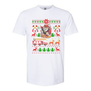 Xmas Firefighter Santa Lover Fire Truck Fire Ugly Sweater Gift Softstyle CVC T-Shirt