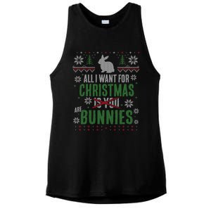 Xmas Gift All I Want For Christmas Are Bunnies Ladies PosiCharge Tri-Blend Wicking Tank