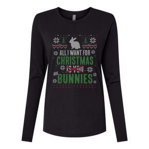 Xmas Gift All I Want For Christmas Are Bunnies Womens Cotton Relaxed Long Sleeve T-Shirt