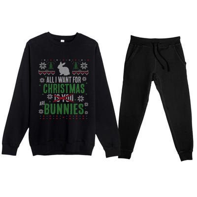 Xmas Gift All I Want For Christmas Are Bunnies Premium Crewneck Sweatsuit Set