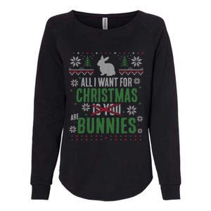 Xmas Gift All I Want For Christmas Are Bunnies Womens California Wash Sweatshirt