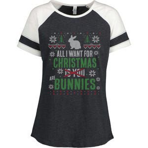 Xmas Gift All I Want For Christmas Are Bunnies Enza Ladies Jersey Colorblock Tee