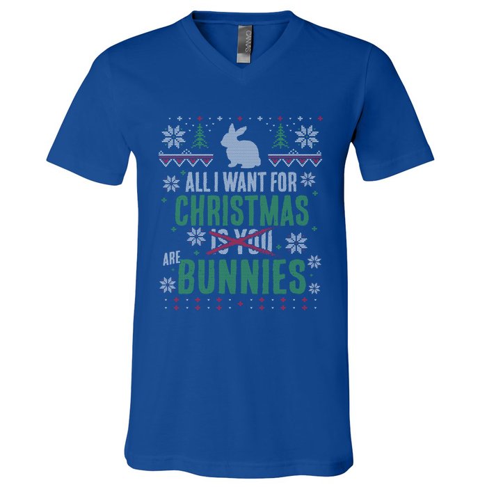 Xmas Gift All I Want For Christmas Are Bunnies V-Neck T-Shirt