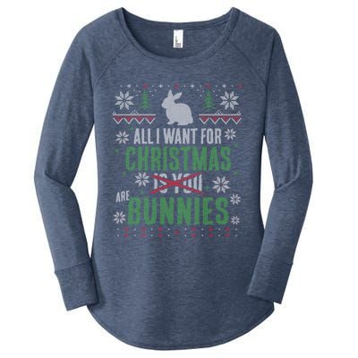 Xmas Gift All I Want For Christmas Are Bunnies Women's Perfect Tri Tunic Long Sleeve Shirt