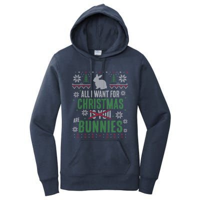 Xmas Gift All I Want For Christmas Are Bunnies Women's Pullover Hoodie