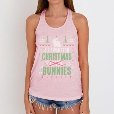 Xmas Gift All I Want For Christmas Are Bunnies Women's Knotted Racerback Tank