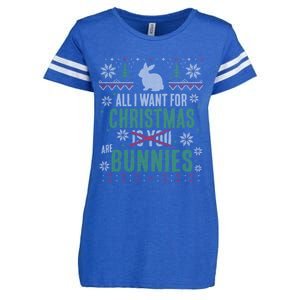 Xmas Gift All I Want For Christmas Are Bunnies Enza Ladies Jersey Football T-Shirt