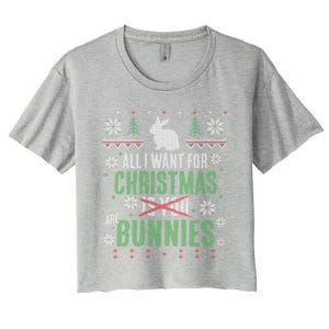 Xmas Gift All I Want For Christmas Are Bunnies Women's Crop Top Tee