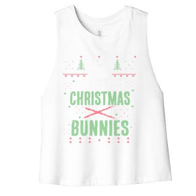 Xmas Gift All I Want For Christmas Are Bunnies Women's Racerback Cropped Tank