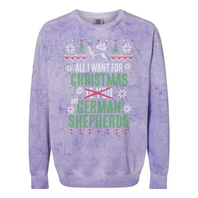 Xgiftmas Gift All I Want For Christmas Are Ger Shepherds Gift Colorblast Crewneck Sweatshirt