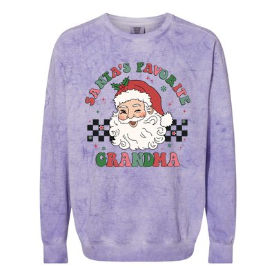 Xmas Grandma Grandmother Cute Santa Face Old Retro Christmas Gift Colorblast Crewneck Sweatshirt