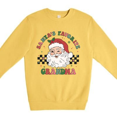 Xmas Grandma Grandmother Cute Santa Face Old Retro Christmas Gift Premium Crewneck Sweatshirt