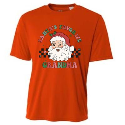 Xmas Grandma Grandmother Cute Santa Face Old Retro Christmas Gift Cooling Performance Crew T-Shirt