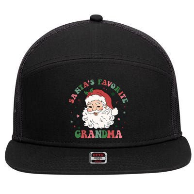 Xmas Grandma Grandmother Cute Santa Face Old Retro Christmas Gift 7 Panel Mesh Trucker Snapback Hat