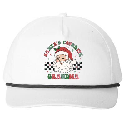 Xmas Grandma Grandmother Cute Santa Face Old Retro Christmas Gift Snapback Five-Panel Rope Hat