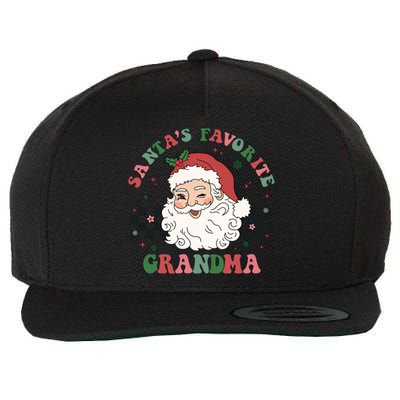 Xmas Grandma Grandmother Cute Santa Face Old Retro Christmas Gift Wool Snapback Cap