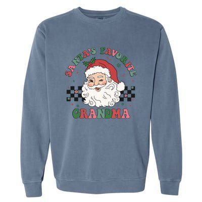 Xmas Grandma Grandmother Cute Santa Face Old Retro Christmas Gift Garment-Dyed Sweatshirt