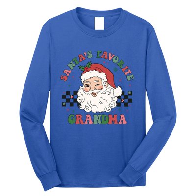 Xmas Grandma Grandmother Cute Santa Face Old Retro Christmas Gift Long Sleeve Shirt