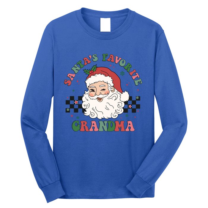 Xmas Grandma Grandmother Cute Santa Face Old Retro Christmas Gift Long Sleeve Shirt