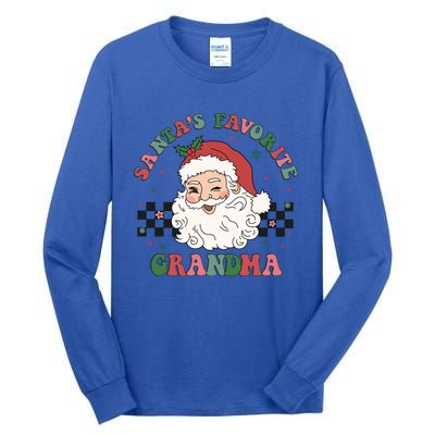 Xmas Grandma Grandmother Cute Santa Face Old Retro Christmas Gift Tall Long Sleeve T-Shirt