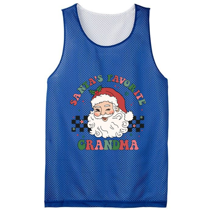 Xmas Grandma Grandmother Cute Santa Face Old Retro Christmas Gift Mesh Reversible Basketball Jersey Tank