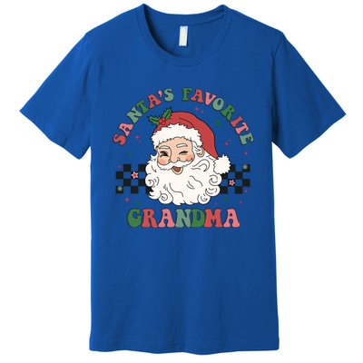 Xmas Grandma Grandmother Cute Santa Face Old Retro Christmas Gift Premium T-Shirt