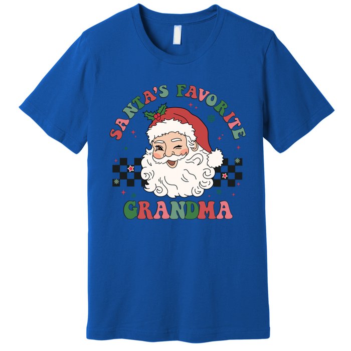 Xmas Grandma Grandmother Cute Santa Face Old Retro Christmas Gift Premium T-Shirt