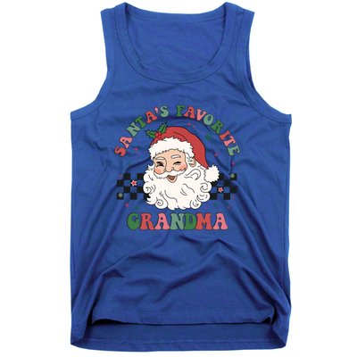 Xmas Grandma Grandmother Cute Santa Face Old Retro Christmas Gift Tank Top