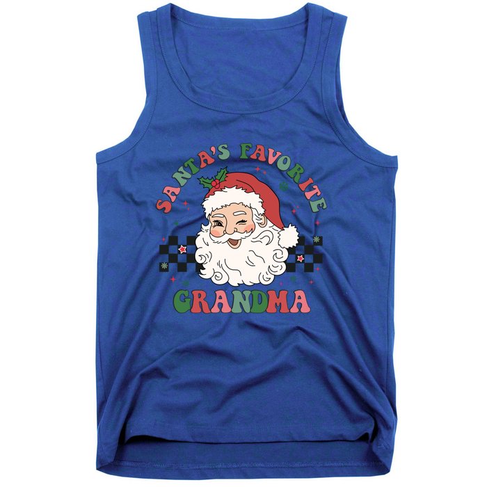 Xmas Grandma Grandmother Cute Santa Face Old Retro Christmas Gift Tank Top