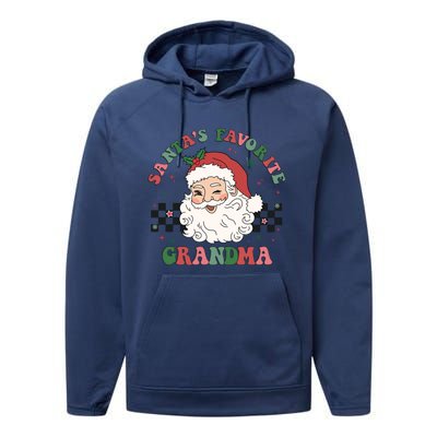 Xmas Grandma Grandmother Cute Santa Face Old Retro Christmas Gift Performance Fleece Hoodie