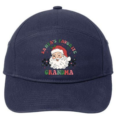 Xmas Grandma Grandmother Cute Santa Face Old Retro Christmas Gift 7-Panel Snapback Hat