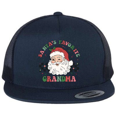 Xmas Grandma Grandmother Cute Santa Face Old Retro Christmas Gift Flat Bill Trucker Hat