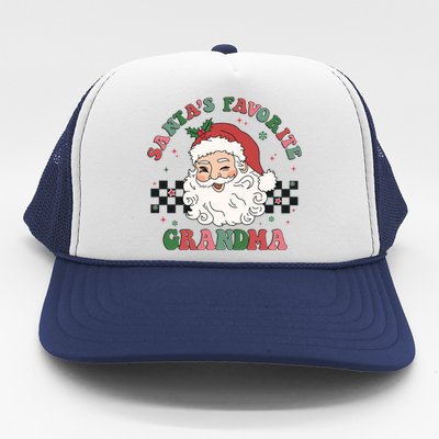 Xmas Grandma Grandmother Cute Santa Face Old Retro Christmas Gift Trucker Hat