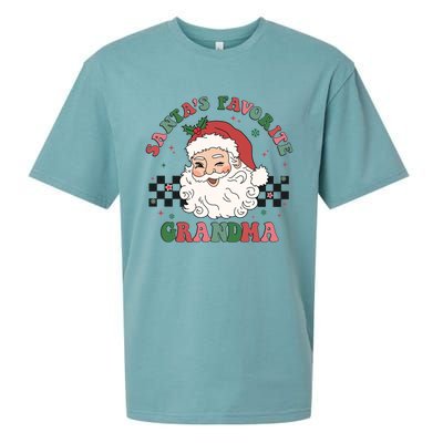 Xmas Grandma Grandmother Cute Santa Face Old Retro Christmas Gift Sueded Cloud Jersey T-Shirt