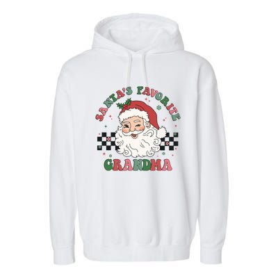 Xmas Grandma Grandmother Cute Santa Face Old Retro Christmas Gift Garment-Dyed Fleece Hoodie