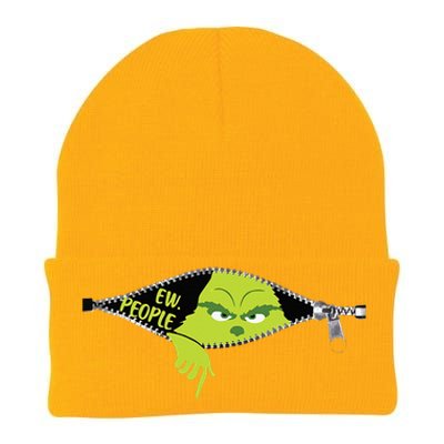 Xmas Grinch Green Color Saying Ew People Christmas Knit Cap Winter Beanie