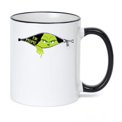 Xmas Grinch Green Color Saying Ew People Christmas 11oz Black Color Changing Mug