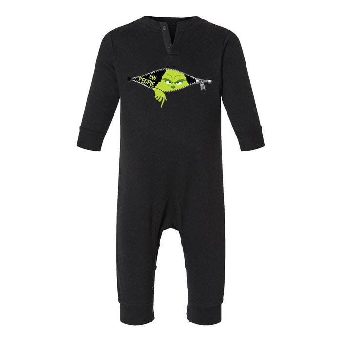 Xmas Grinch Green Color Saying Ew People Christmas Infant Fleece One Piece