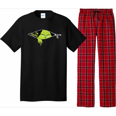 Xmas Grinch Green Color Saying Ew People Christmas Pajama Set