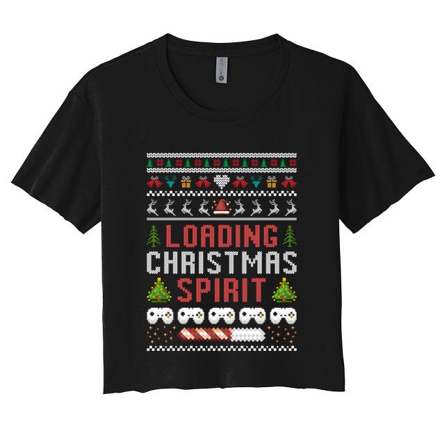 Xmas Gaming Loading Christmas Spirit Gamer Ugly Christmas Cute Gift Crop Top