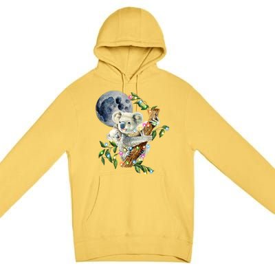 Xfunny Giftmas Lights Wild Animal Baby Koala With Mom Moon Koala Gift Premium Pullover Hoodie