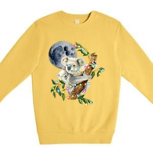 Xfunny Giftmas Lights Wild Animal Baby Koala With Mom Moon Koala Gift Premium Crewneck Sweatshirt