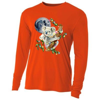 Xfunny Giftmas Lights Wild Animal Baby Koala With Mom Moon Koala Gift Cooling Performance Long Sleeve Crew