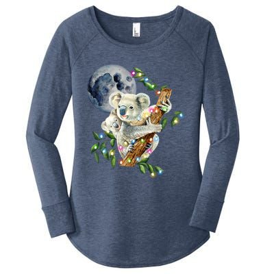 Xfunny Giftmas Lights Wild Animal Baby Koala With Mom Moon Koala Gift Women's Perfect Tri Tunic Long Sleeve Shirt