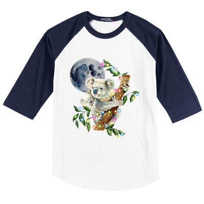 Xfunny Giftmas Lights Wild Animal Baby Koala With Mom Moon Koala Gift Baseball Sleeve Shirt