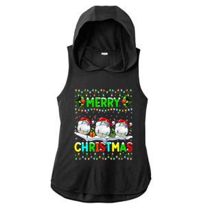 Xmas Golf Lighting Santa Hat Merry Christmas Golf Gift Ladies PosiCharge Tri-Blend Wicking Draft Hoodie Tank