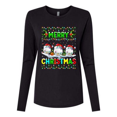 Xmas Golf Lighting Santa Hat Merry Christmas Golf Gift Womens Cotton Relaxed Long Sleeve T-Shirt