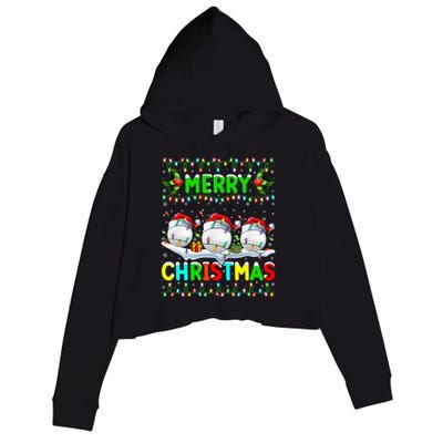 Xmas Golf Lighting Santa Hat Merry Christmas Golf Gift Crop Fleece Hoodie