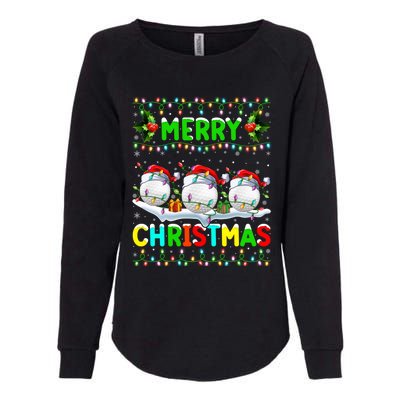 Xmas Golf Lighting Santa Hat Merry Christmas Golf Gift Womens California Wash Sweatshirt