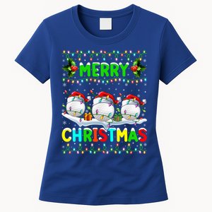 Xmas Golf Lighting Santa Hat Merry Christmas Golf Gift Women's T-Shirt